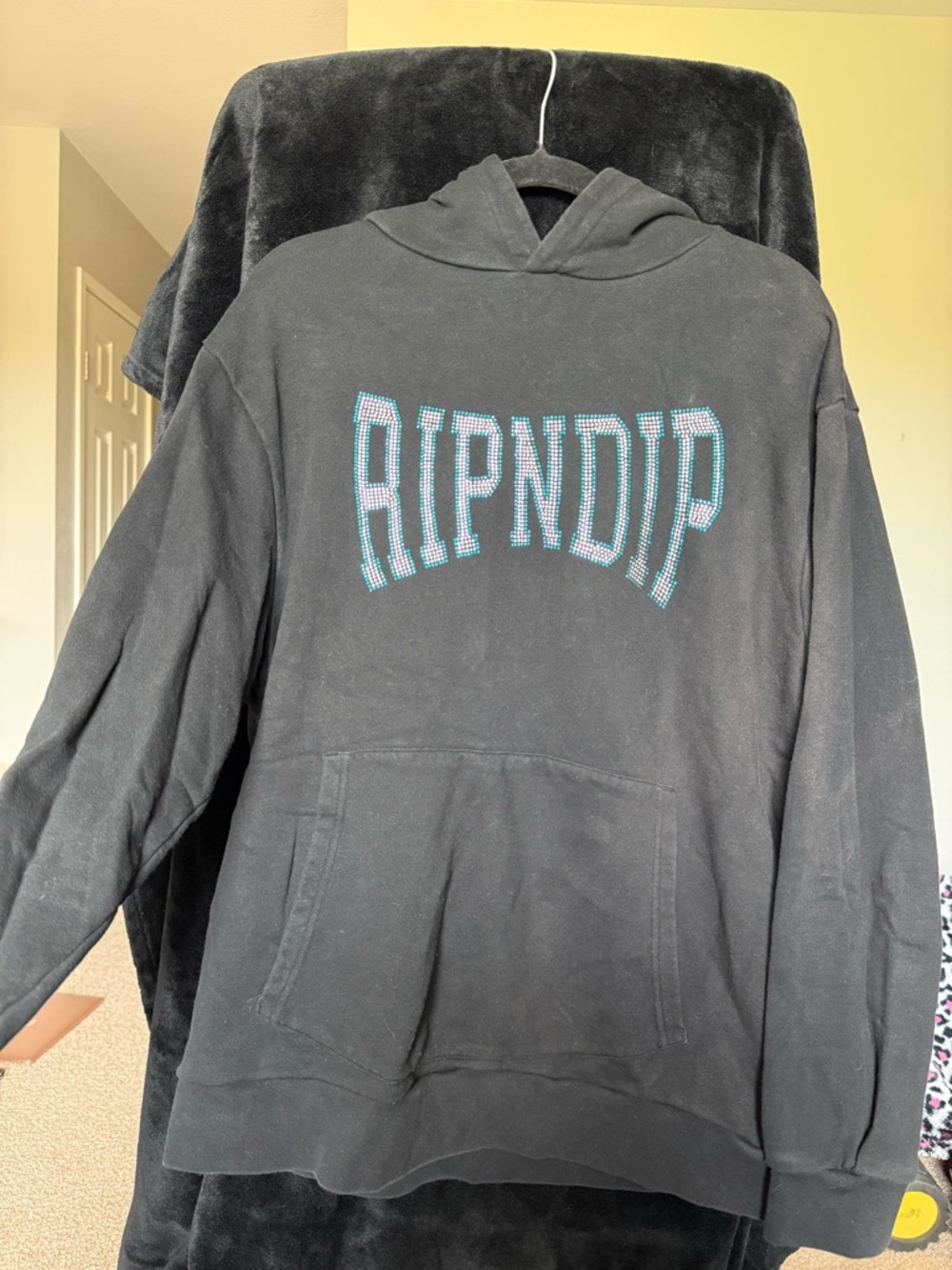 Ripndip Rhinestone Hoodie Black Crystal Logo Streetwear